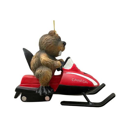 Beaver Snowmobile Ornament