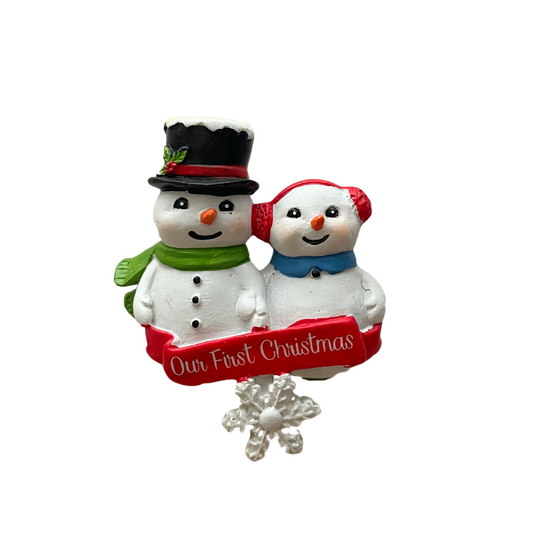 Our First Christmas Snowman Banner Ornament