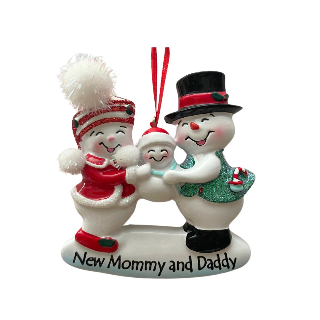 New Mommy and Daddy Snowman Ornament