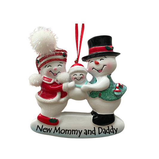 New Mommy and Daddy Snowman Ornament