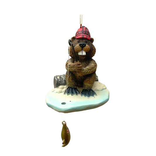 Beaver Fishing Ornament