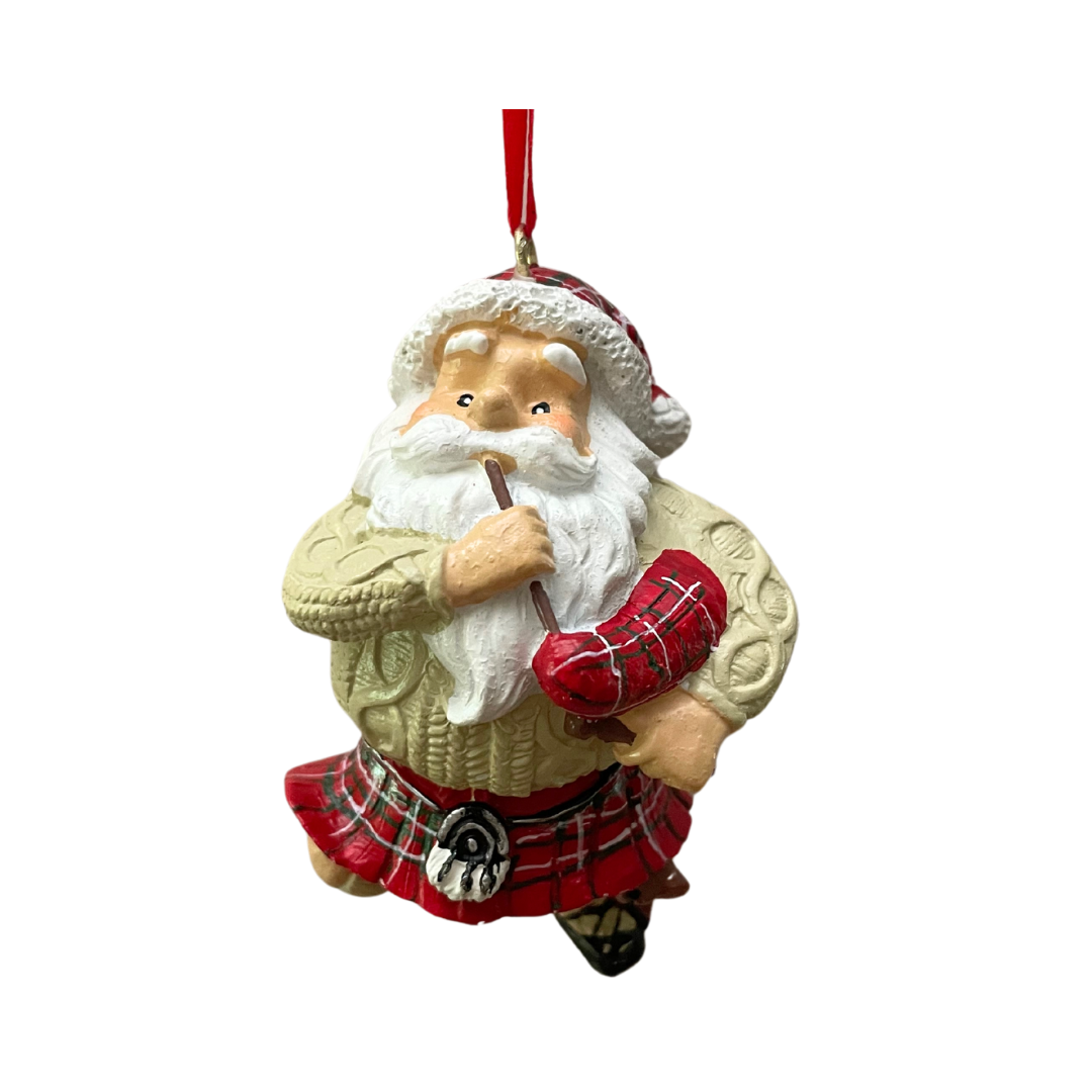 Santa Bagpiping Ornament
