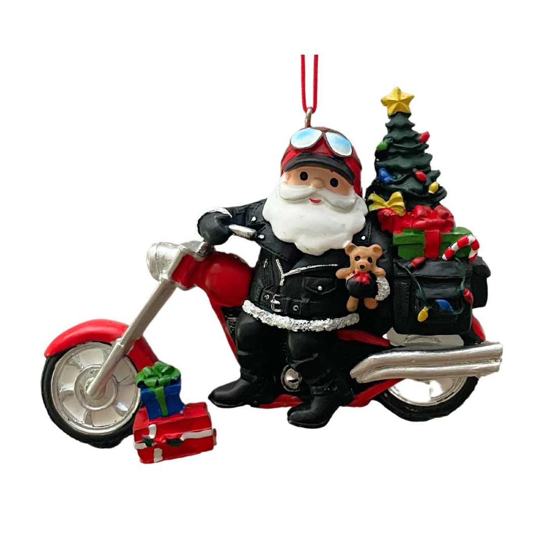 Motorcycle Santa Ornament
