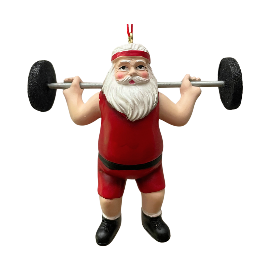 Weightlifting Santa Ornament